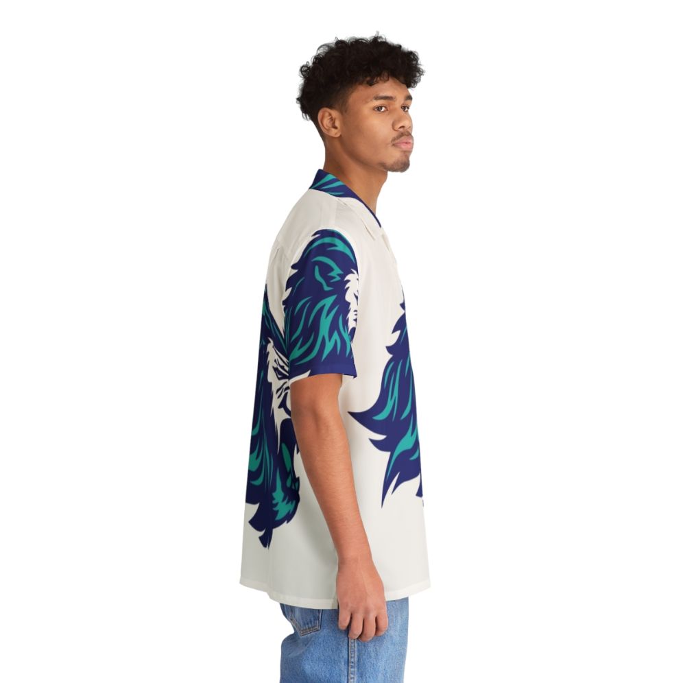 Tropical Blue Lion Animal Print Hawaiian Shirt - People Pight