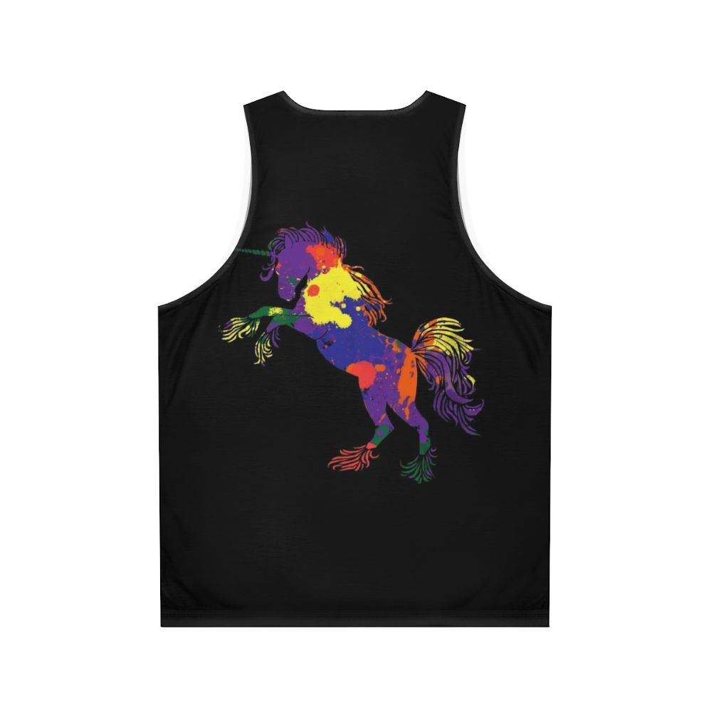 Colorful rainbow unicorn unisex retro 80s tank top - Back