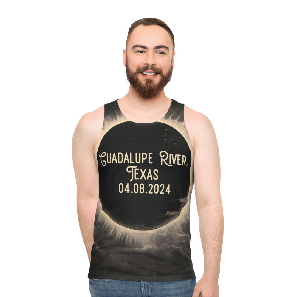 Guadalupe River Texas Total Eclipse Unisex Tank Top - men