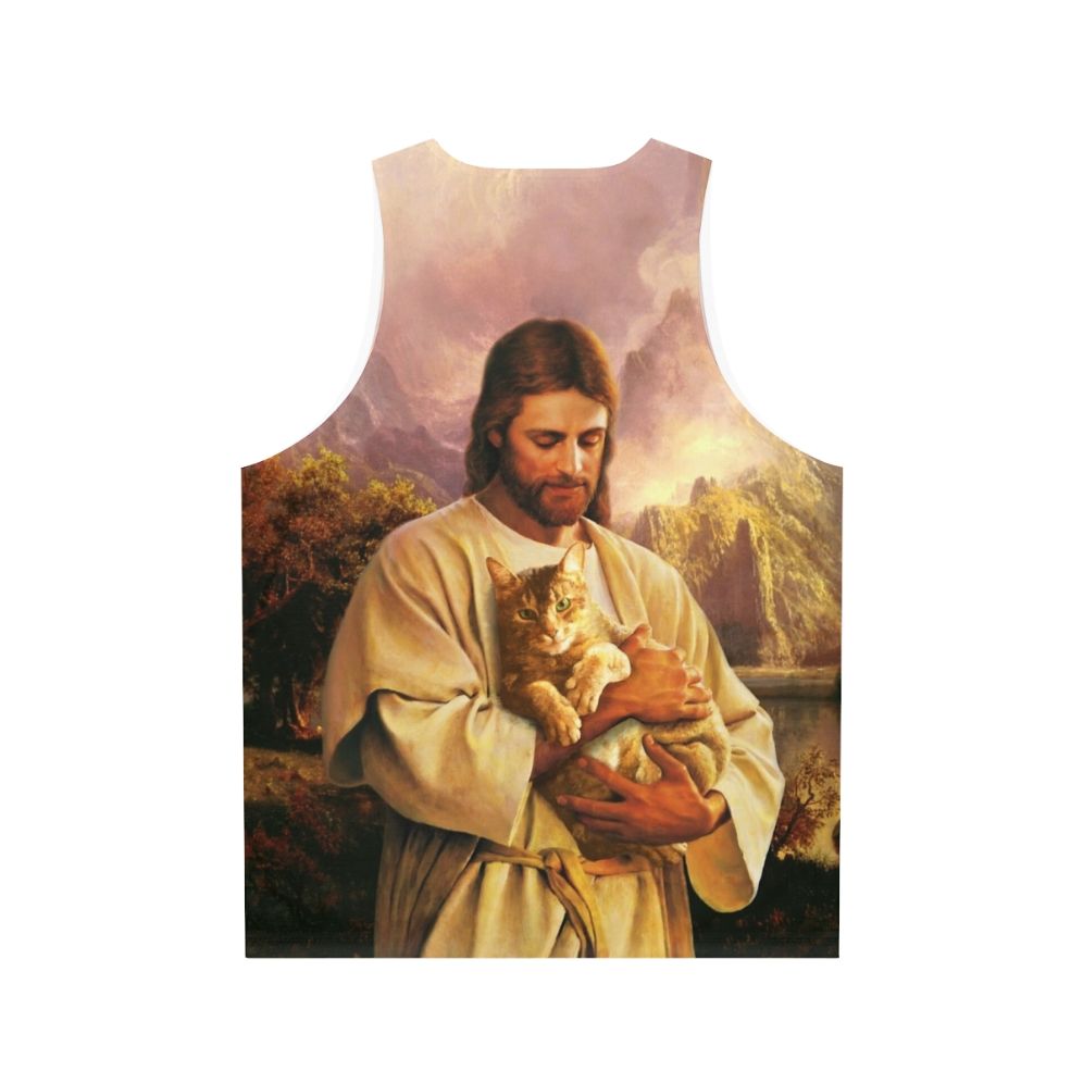 Hilarious Christian Cat Unisex Tank Top - Back