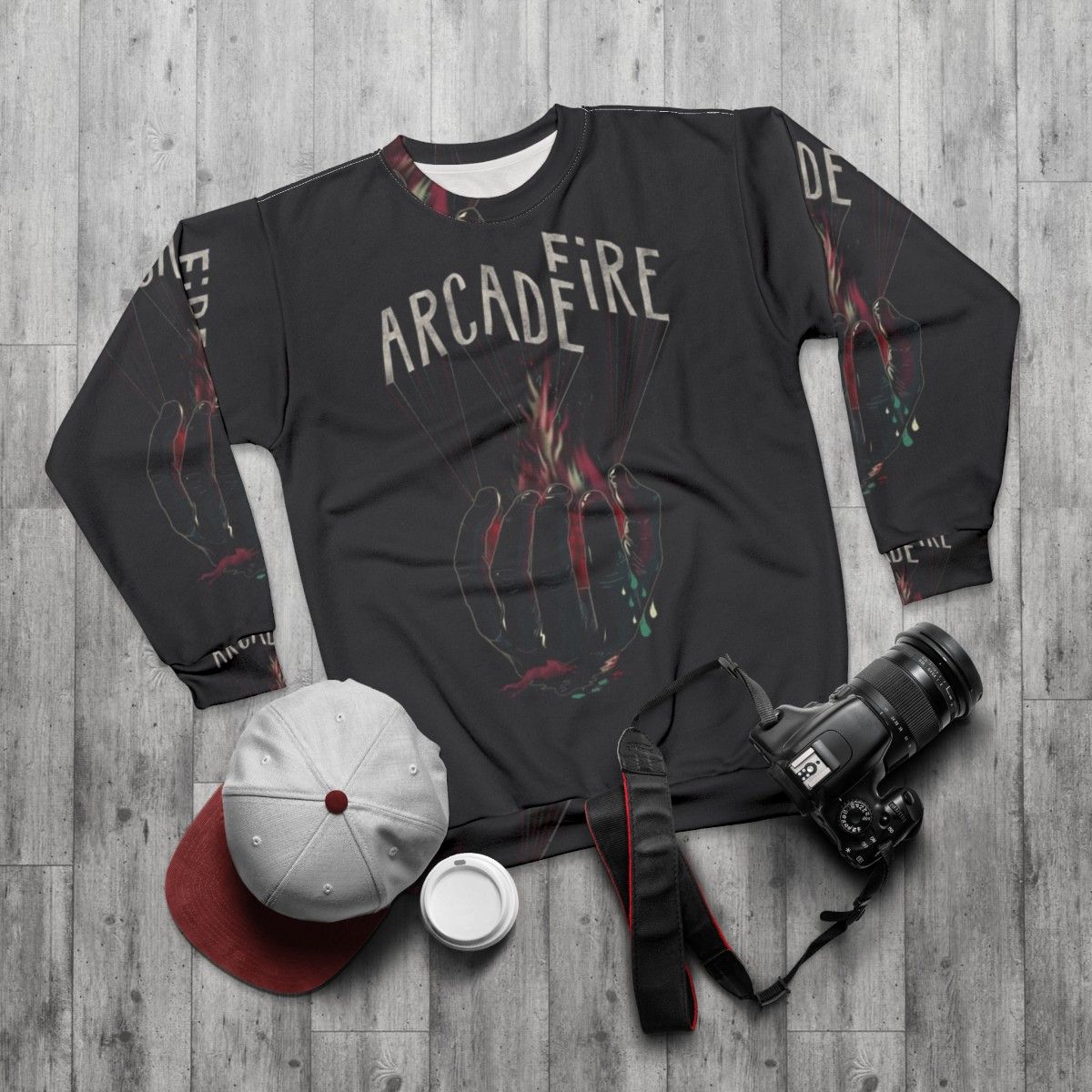 Arcade Fire Hand Print Sweatshirt - flat lay