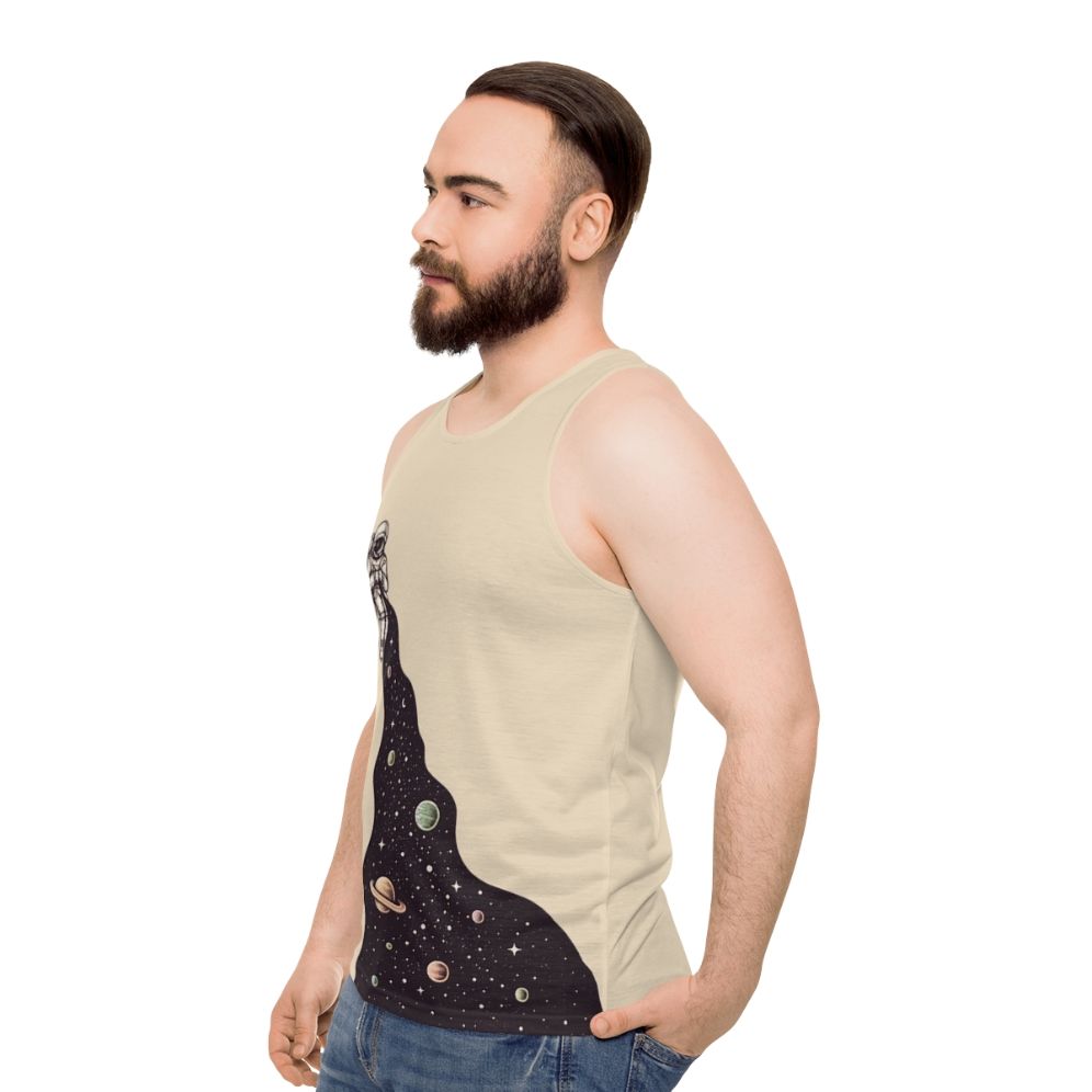 Unisex tank top with a cosmic, galaxy-inspired design - men side