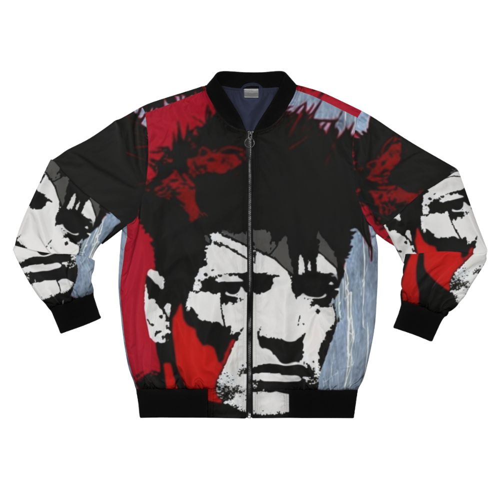 A bomber jacket with the image of the iconic Dutch musician, Herman Brood.