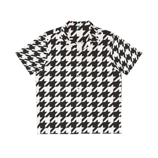 Black and white houndstooth pattern Hawaiian shirt