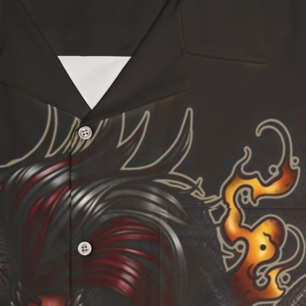 Baldurs Gate 3 Karlach Rose Demon Hawaiian Shirt - Detail