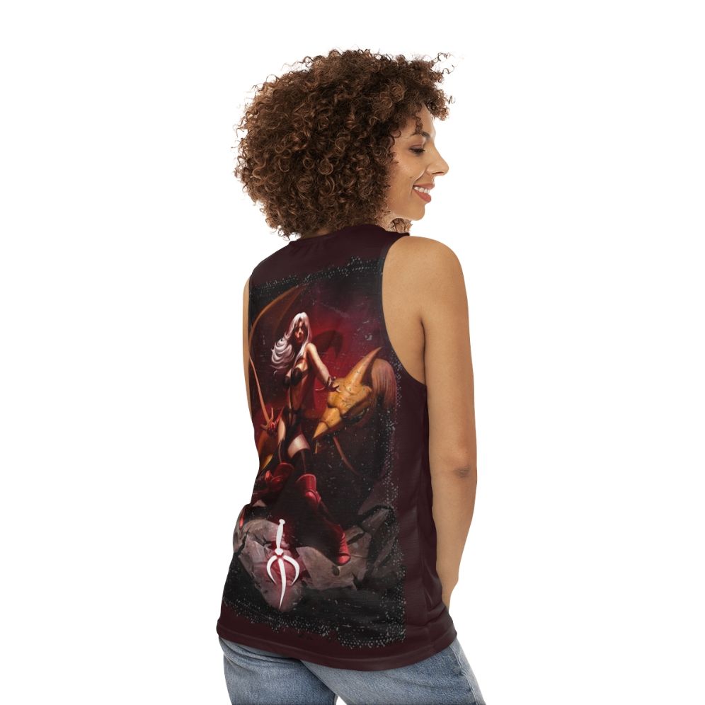 Vintage Taarna Unisex Tank Top with Sci-Fi Fantasy Warrior Sorceress Design - women back