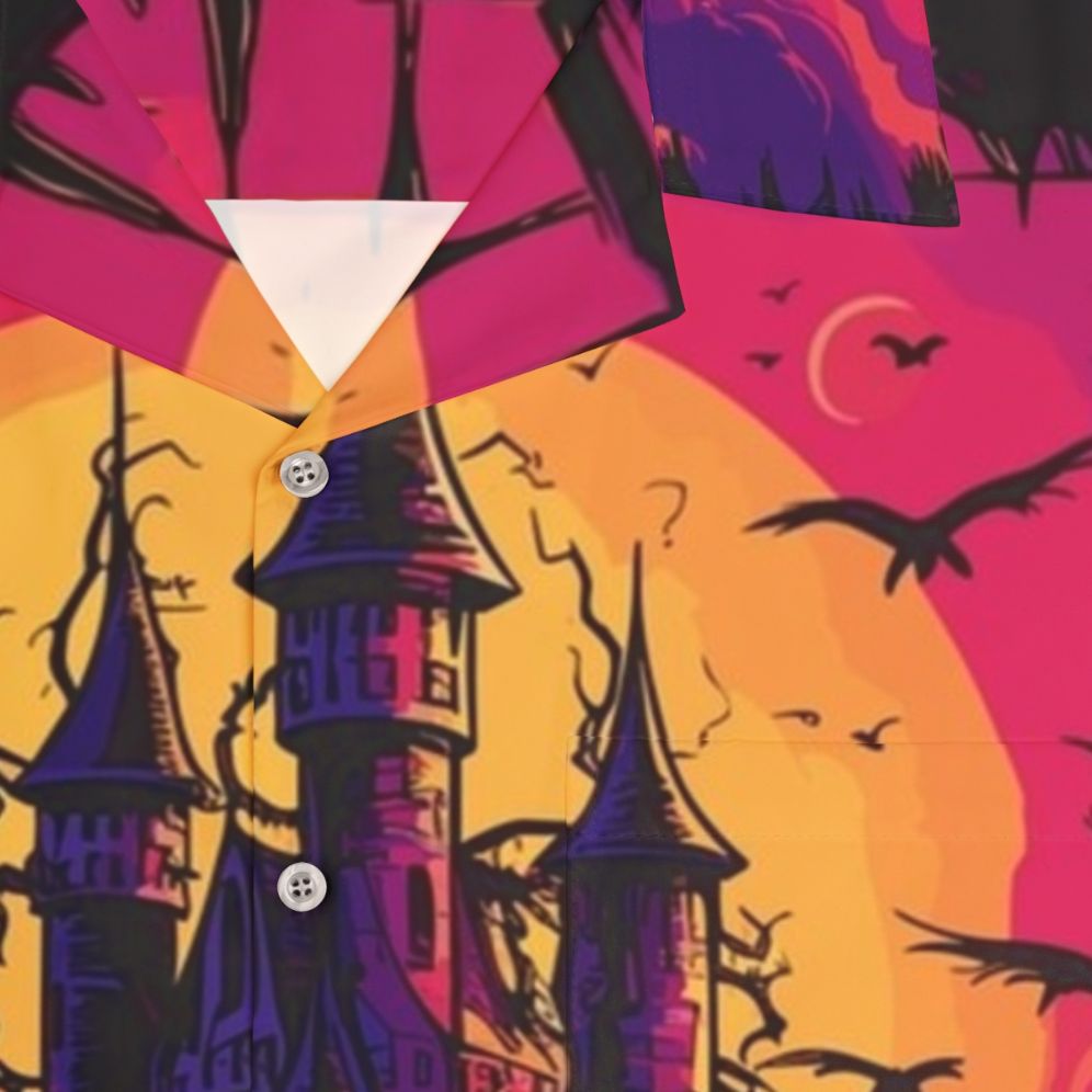 Castlevania Vaporwave Hawaiian Shirt with Dracula and Alucard - Detail