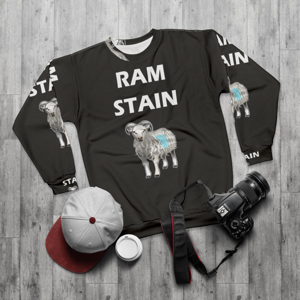 Ram Stain Funny Heavy Metal Sweatshirt - flat lay