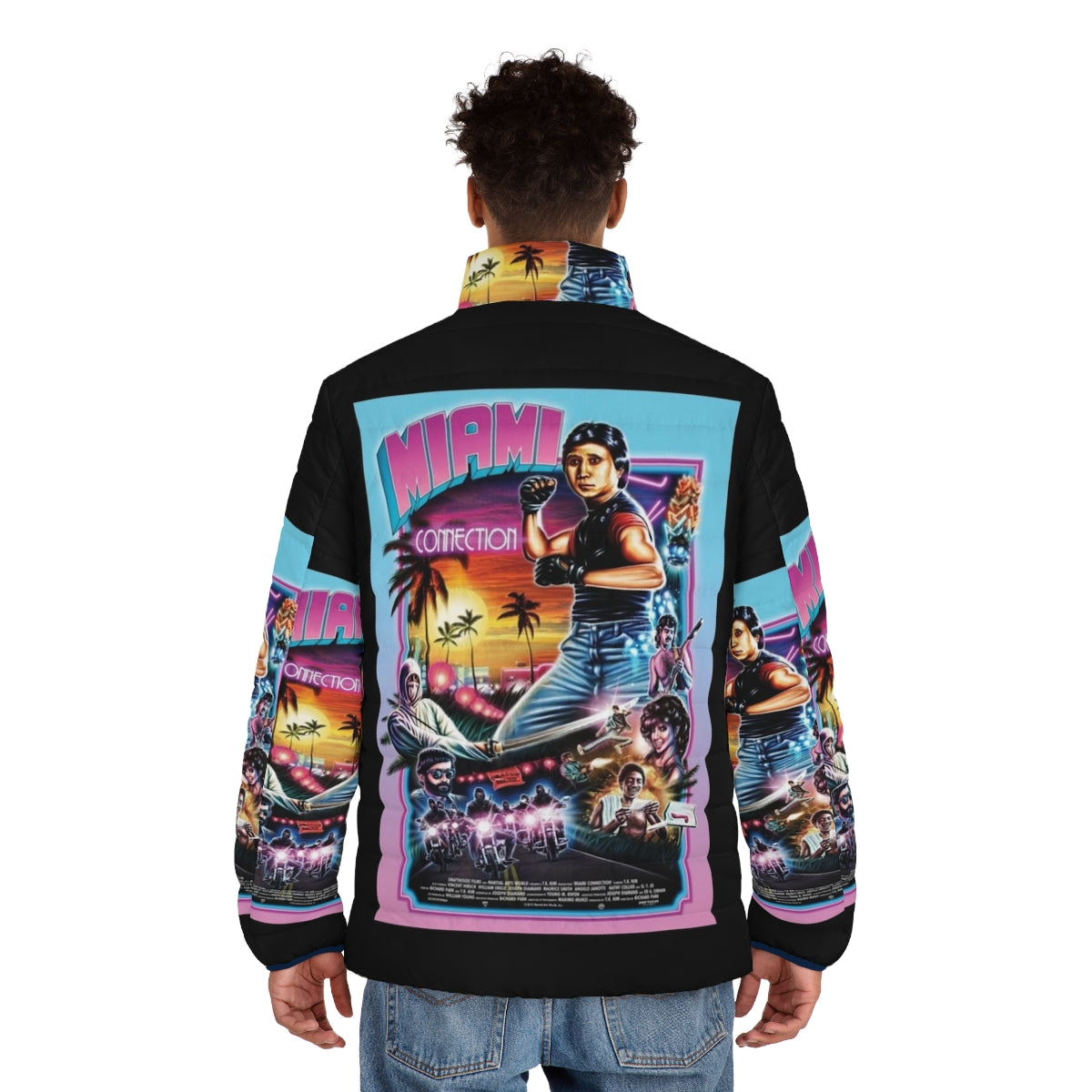 Miami Connection Puffer Jacket featuring iconic B-movie martial arts style - men back