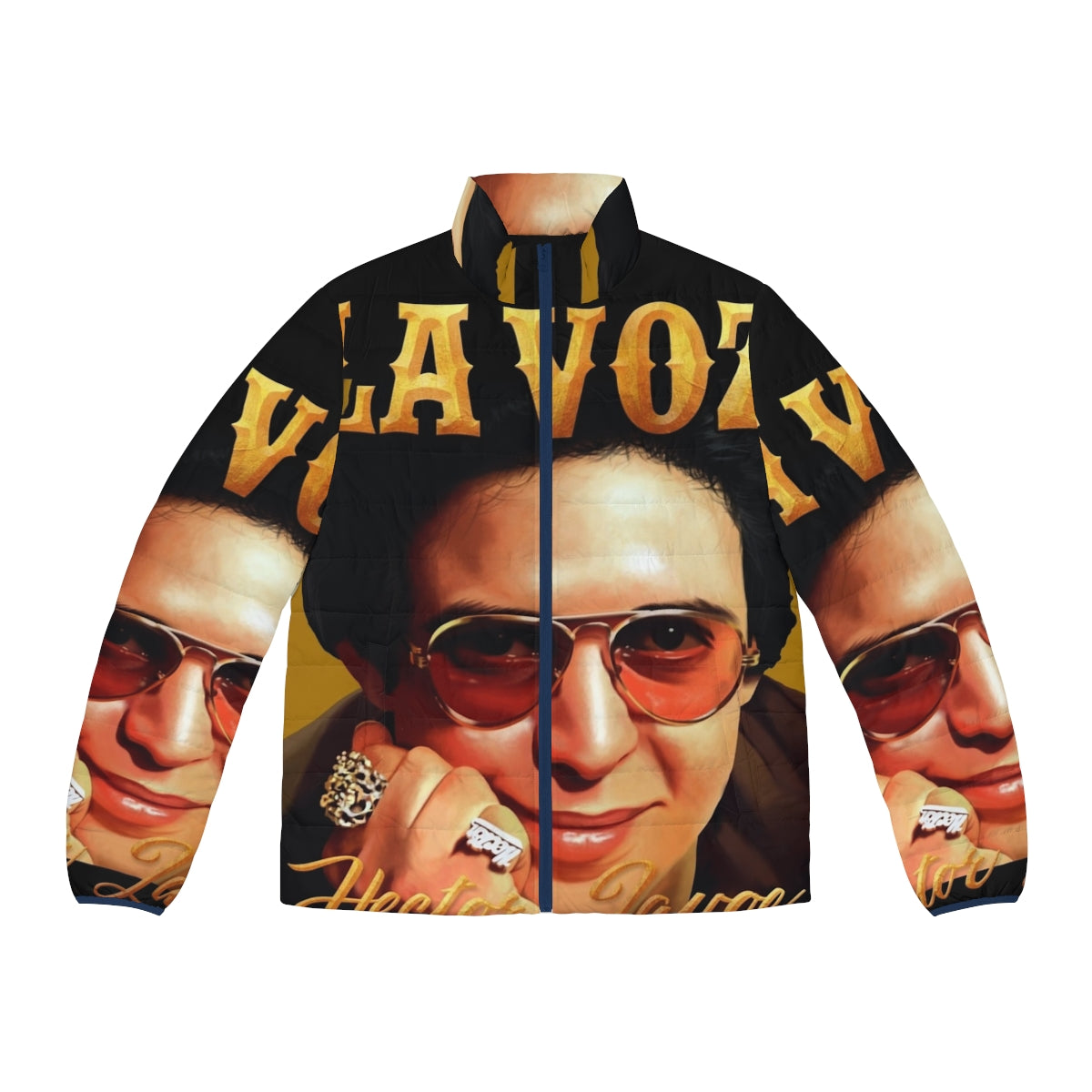 Hector Lavoe, the Puerto Rican singer known as "La Voz", wearing a puffer jacket