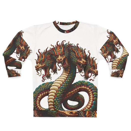 Embroidered hydra sweatshirt with fantasy mythological design