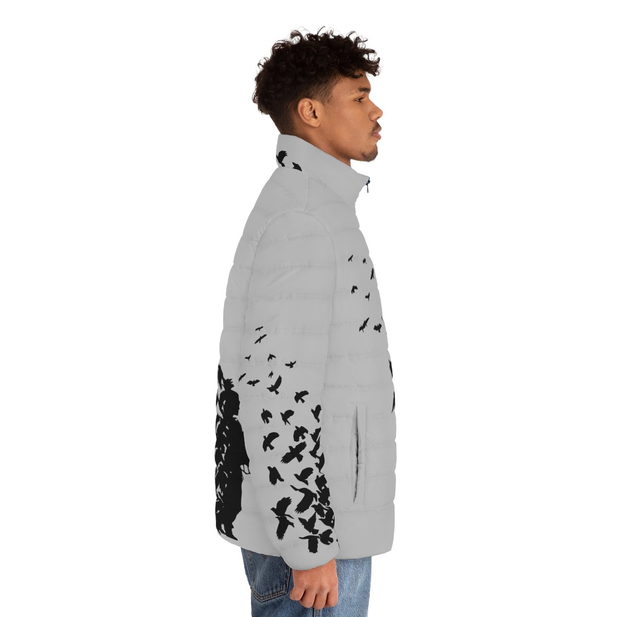 Banksy Birds Puffer Jacket with Graffiti-Inspired Art Design - men side right