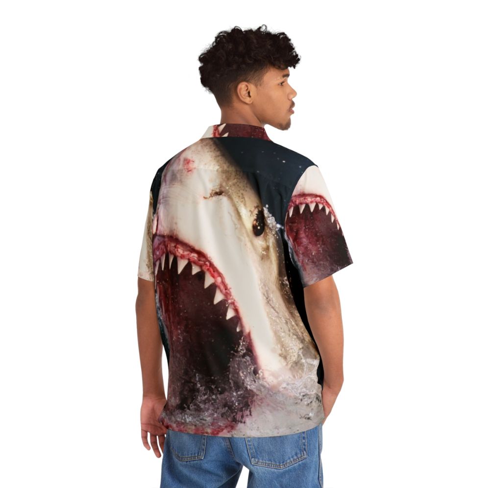 3D great white shark bite Hawaiian shirt - Flat lay