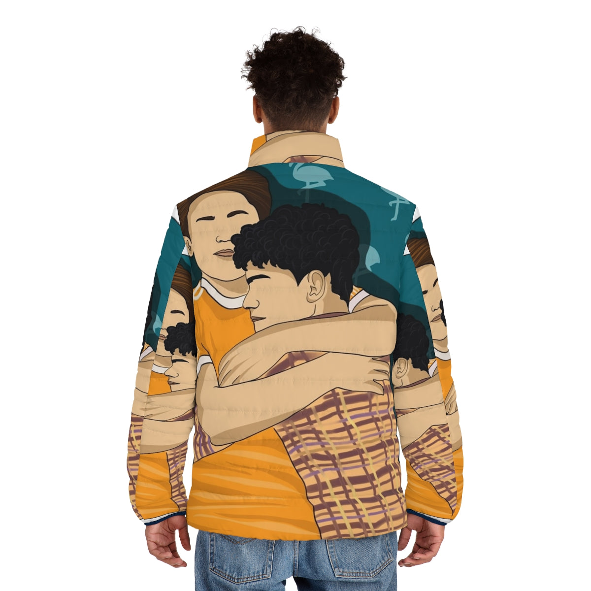 Heartstopper Nick and Charlie Puffer Jacket featuring the beloved characters from the Netflix series - men back