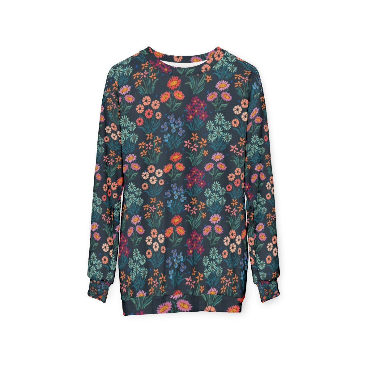 Floral sweatshirt with a blooming flower pattern - hanging