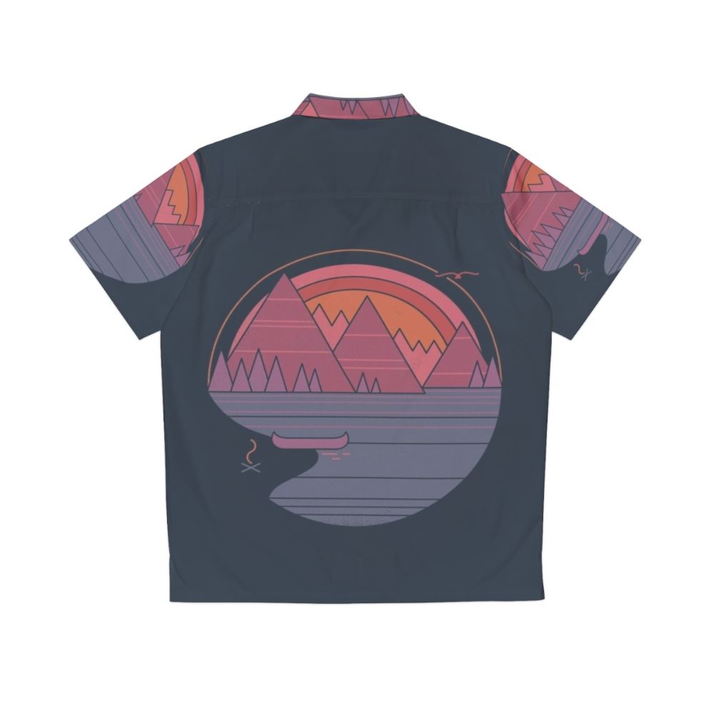 A Hawaiian shirt featuring a minimalist mountain landscape design - Back