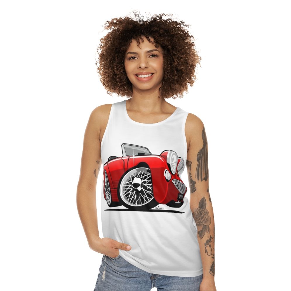 Austin Healey Sprite sports car graphic unisex tank top - women