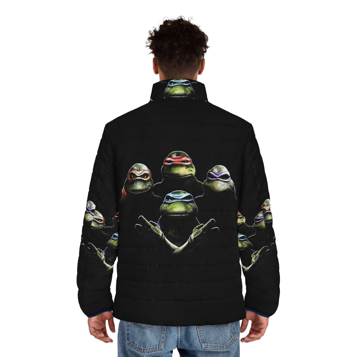 Queen Ninja Turtles TMNT Puffer Jacket featuring stylish teenage mutant turtle design - men back