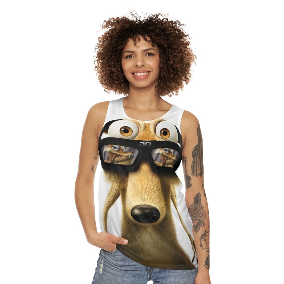 Unisex squirrel cartoon tank top - women