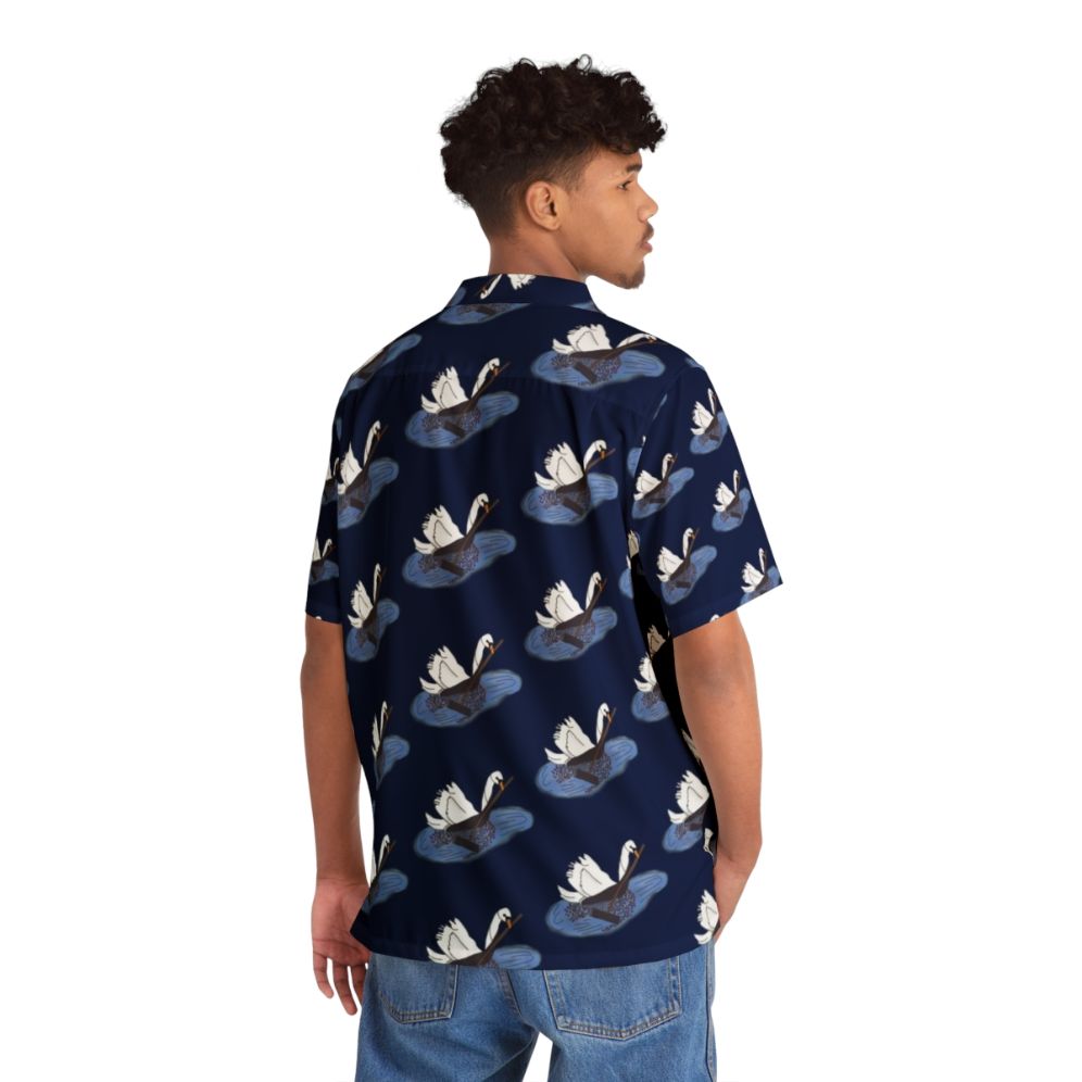 Farmer Swan Hawaiian Shirt with Cranberry Print - People Back