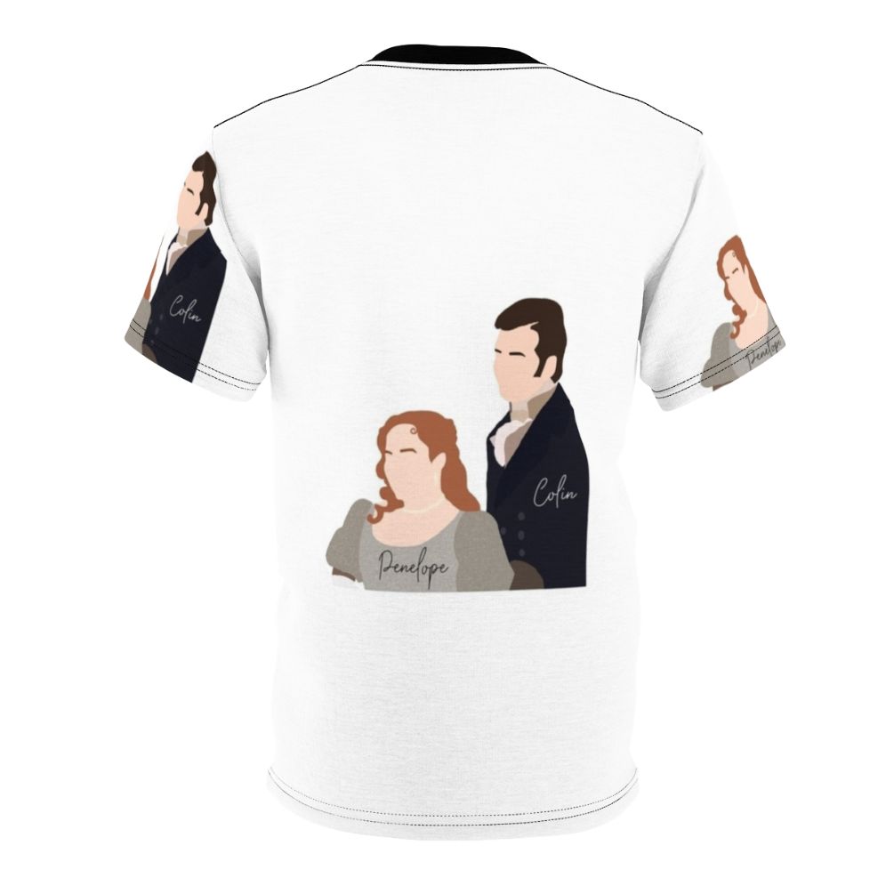 Bridgerton inspired t-shirt featuring Penelope Featherington and Colin Bridgerton from the Netflix series - Back