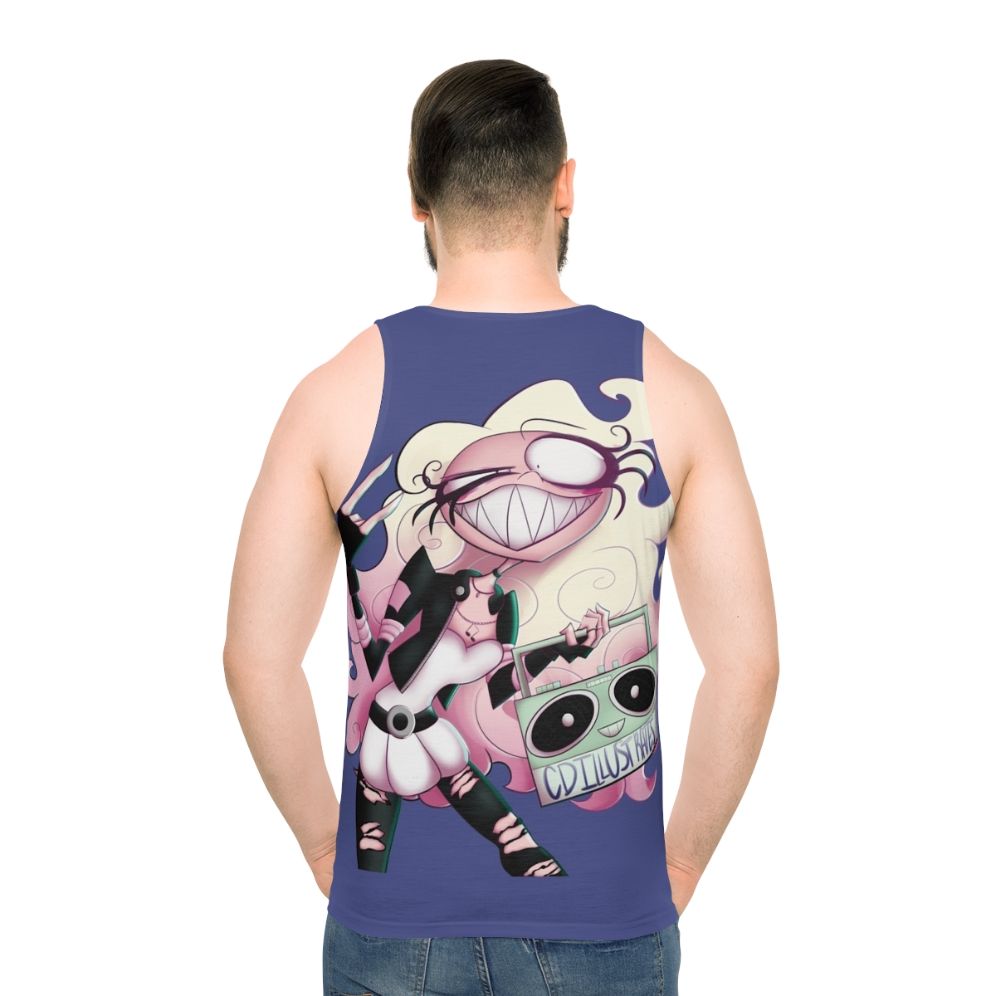 Unisex rock music graphic tank top - men back