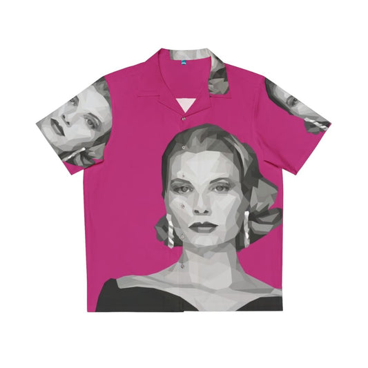 Grace Kelly inspired geometric art pink Hawaiian shirt