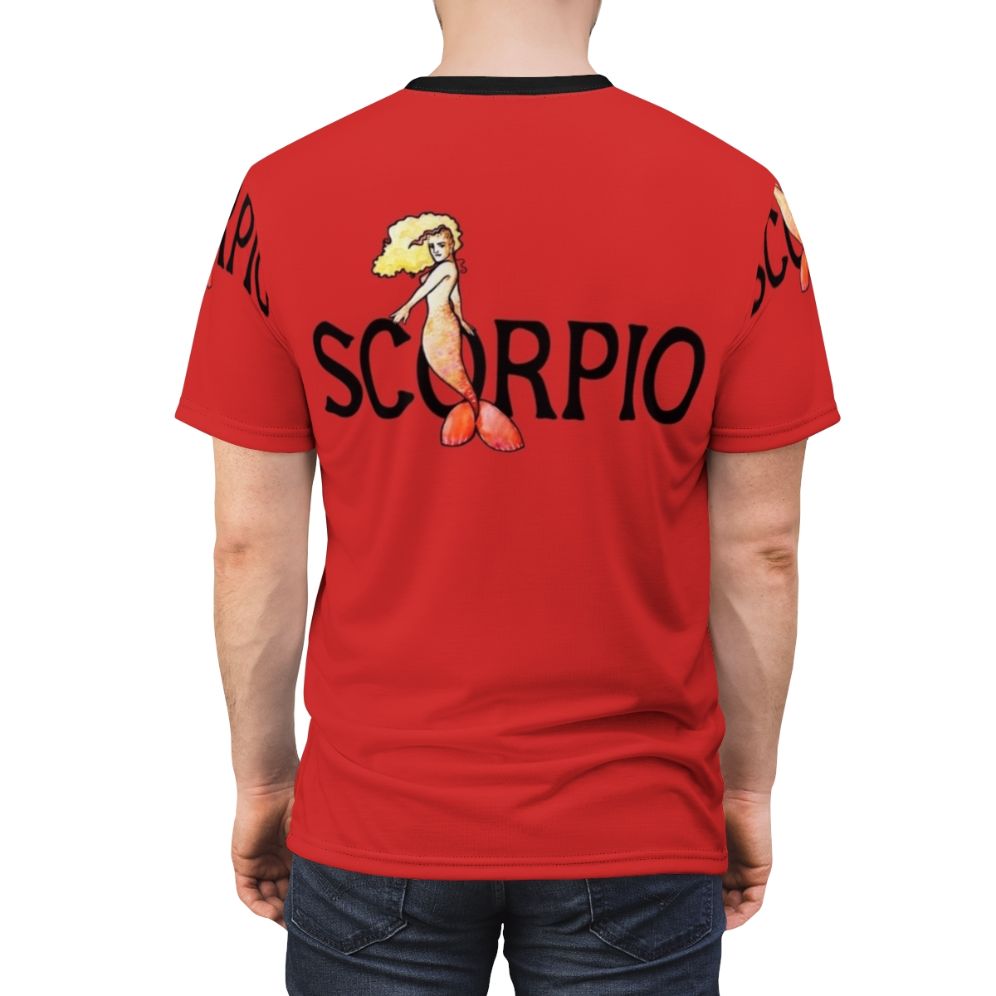 Scorpio mermaid design printed on a high-quality t-shirt - men back