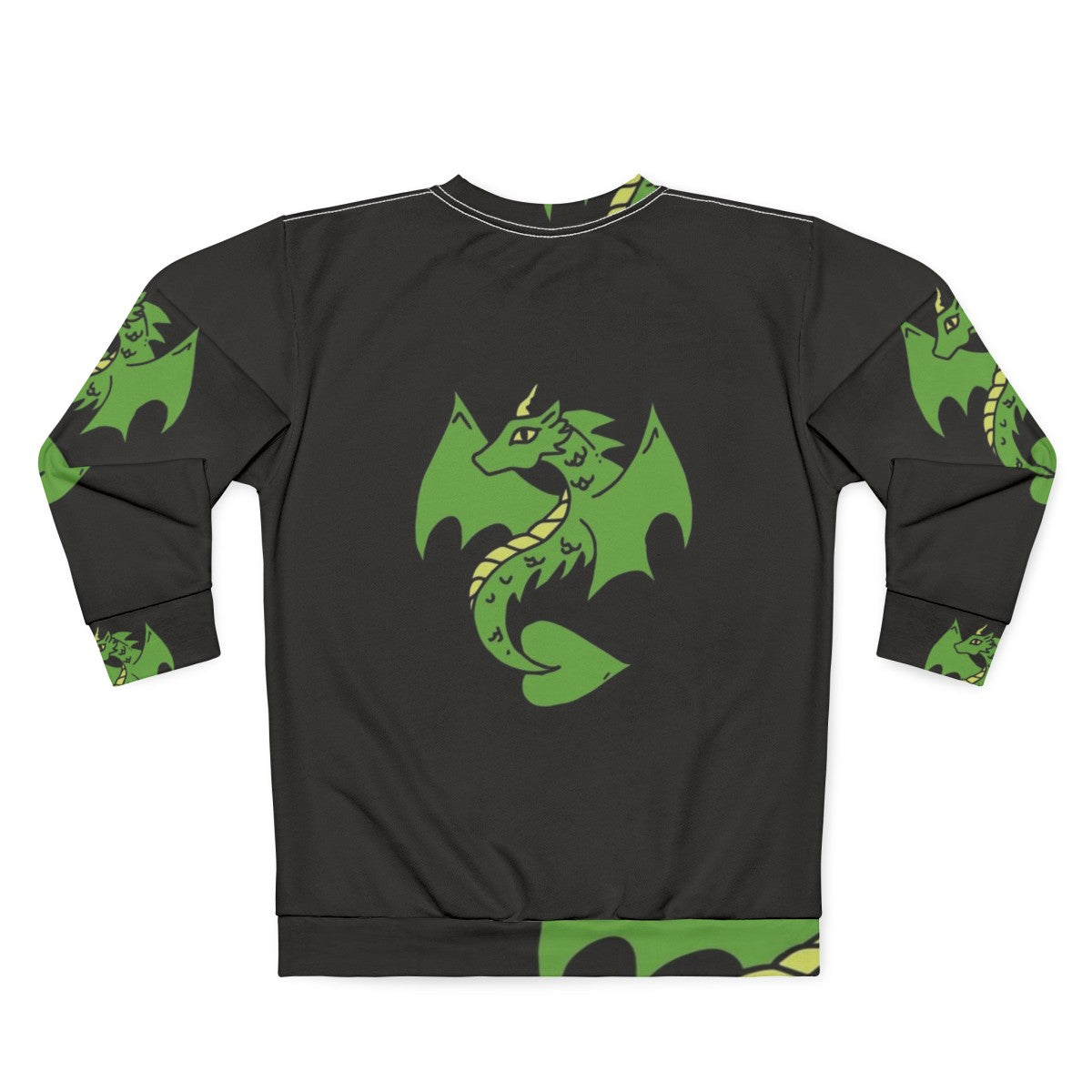 Green dragon design on a cozy sweatshirt for fantasy enthusiasts - Back