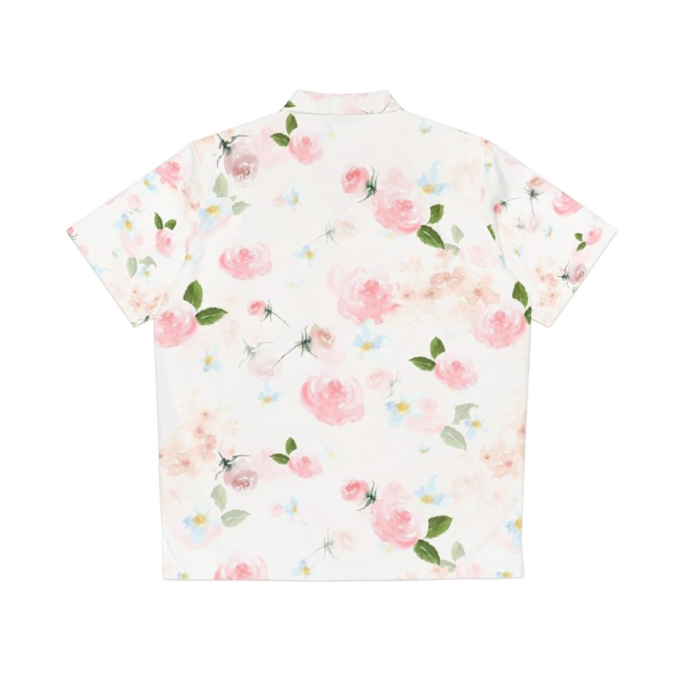 Blush Watercolor Florals Botanical Garden Hawaiian Shirt - Back