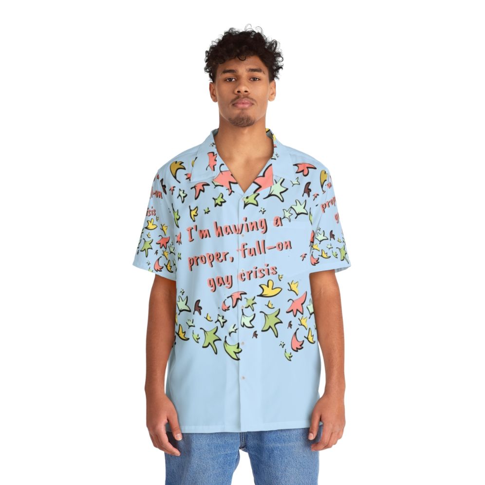 Heartstopper-inspired Hawaiian shirt with leaves pattern - People Front