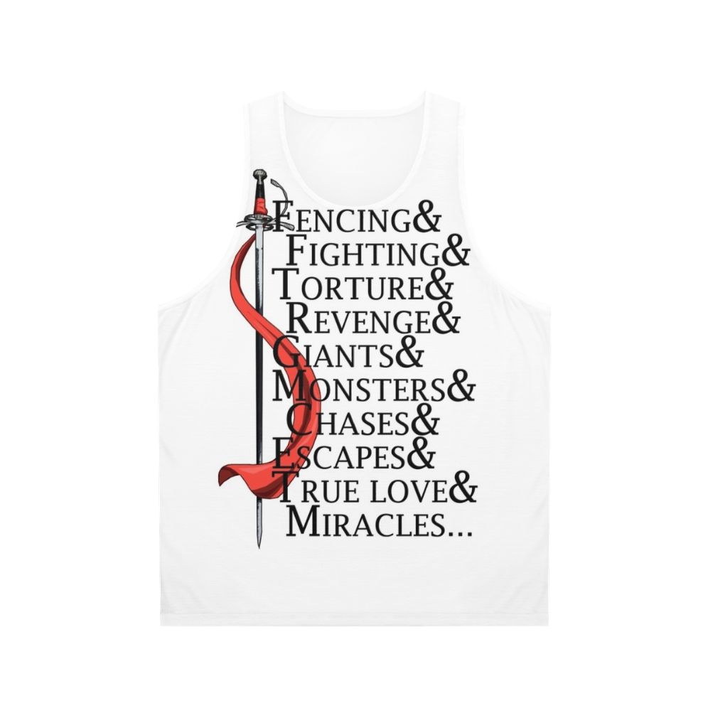 "Unisex tank top with iconic Princess Bride quotes"