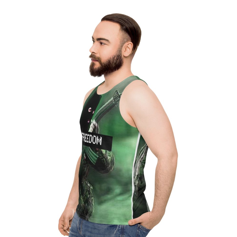 Unisex tank top with Irish heritage and revolution resistance design - men side