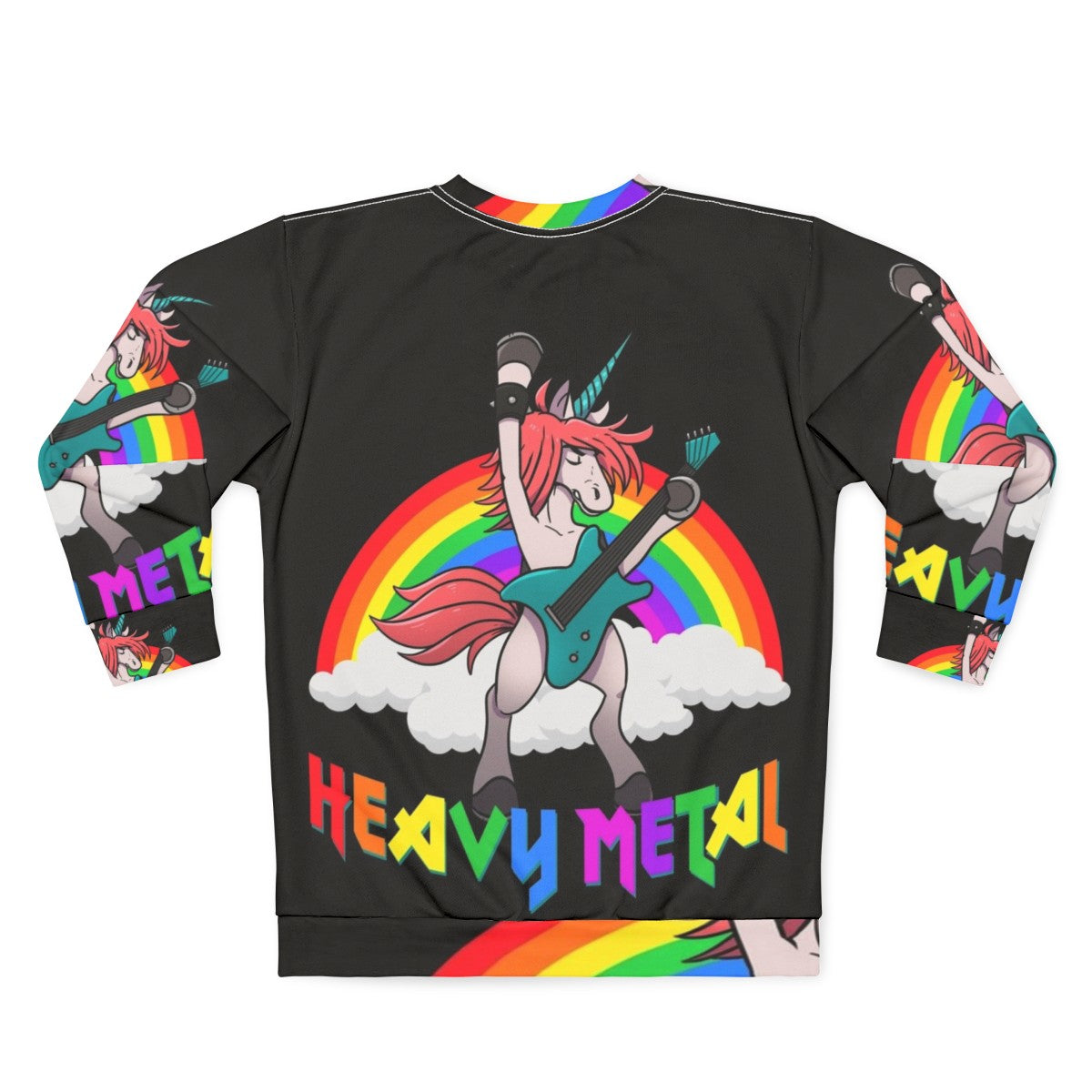 Heavy Metal Unicorn Music Guitar Sweatshirt - Back