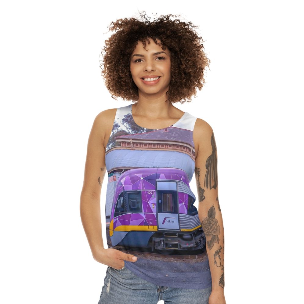 Unisex train tank top from Bendigo, Australia - women