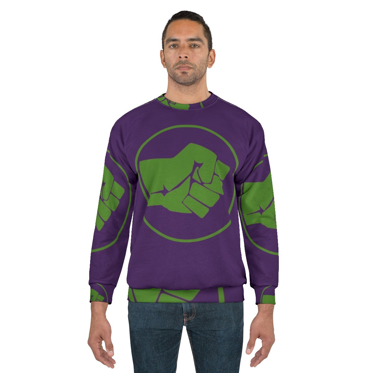 Green Sweatshirt with Smash Fist Hulk Logo - men