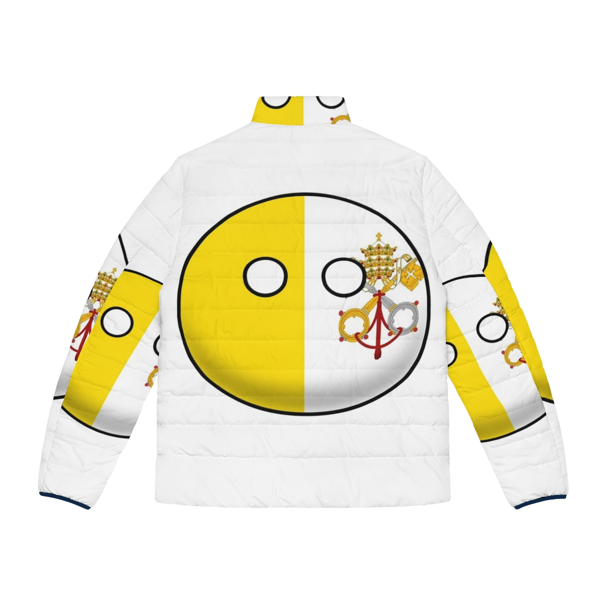 Vatican City Countryball Puffer Jacket with country flag design - Back