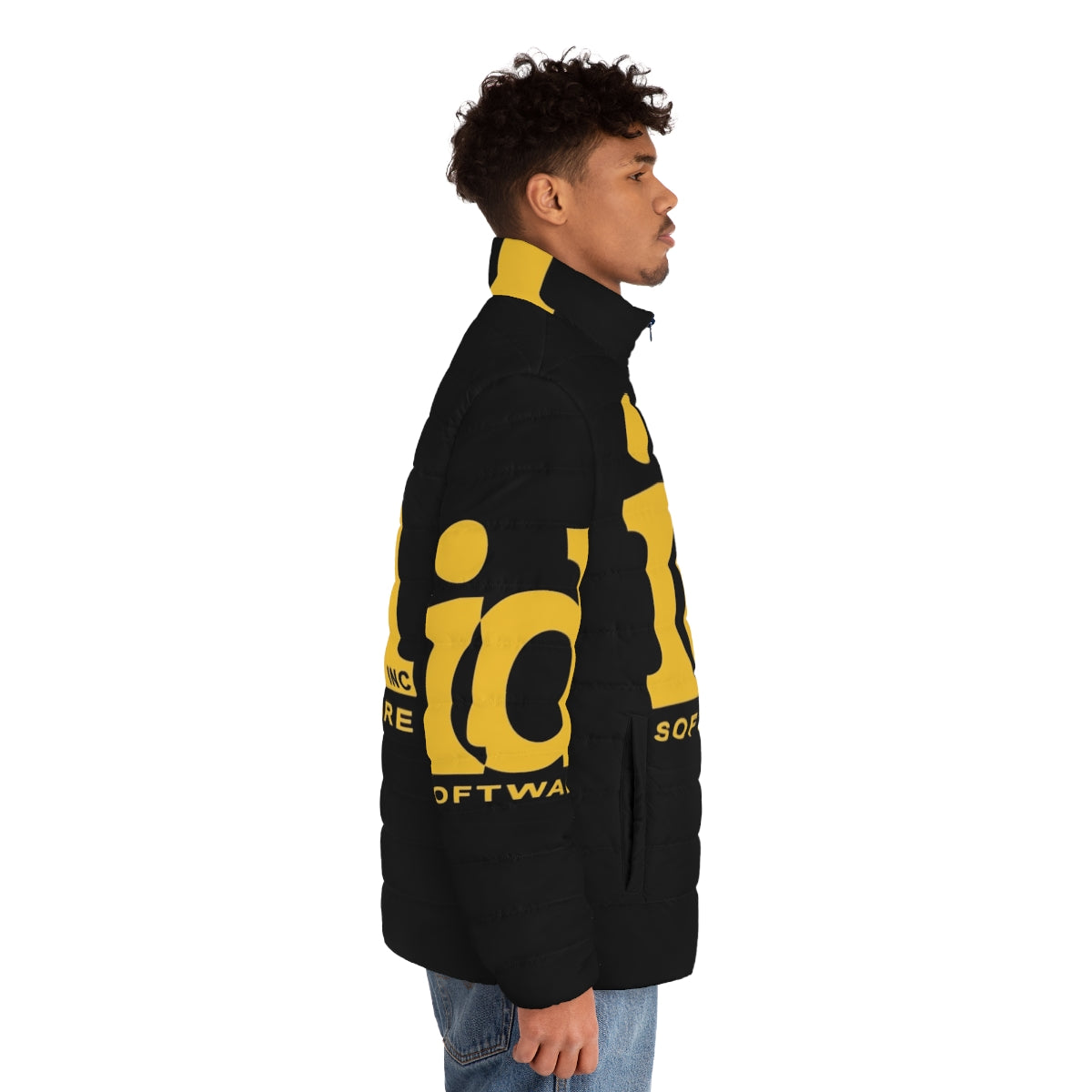 Id Software Puffer Jacket featuring the iconic Id software logo - men side right