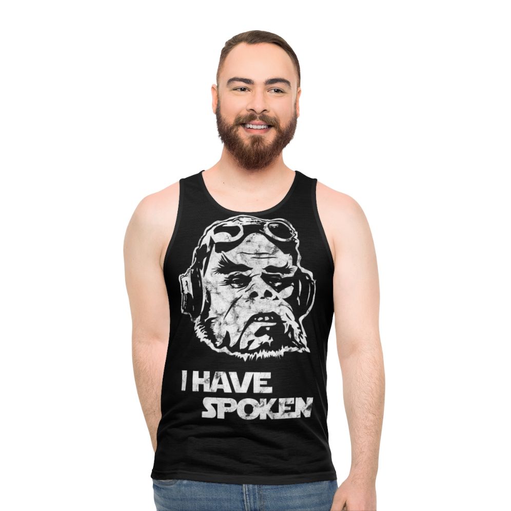 Unisex tank top with futuristic space and mandalorian inspired design - men