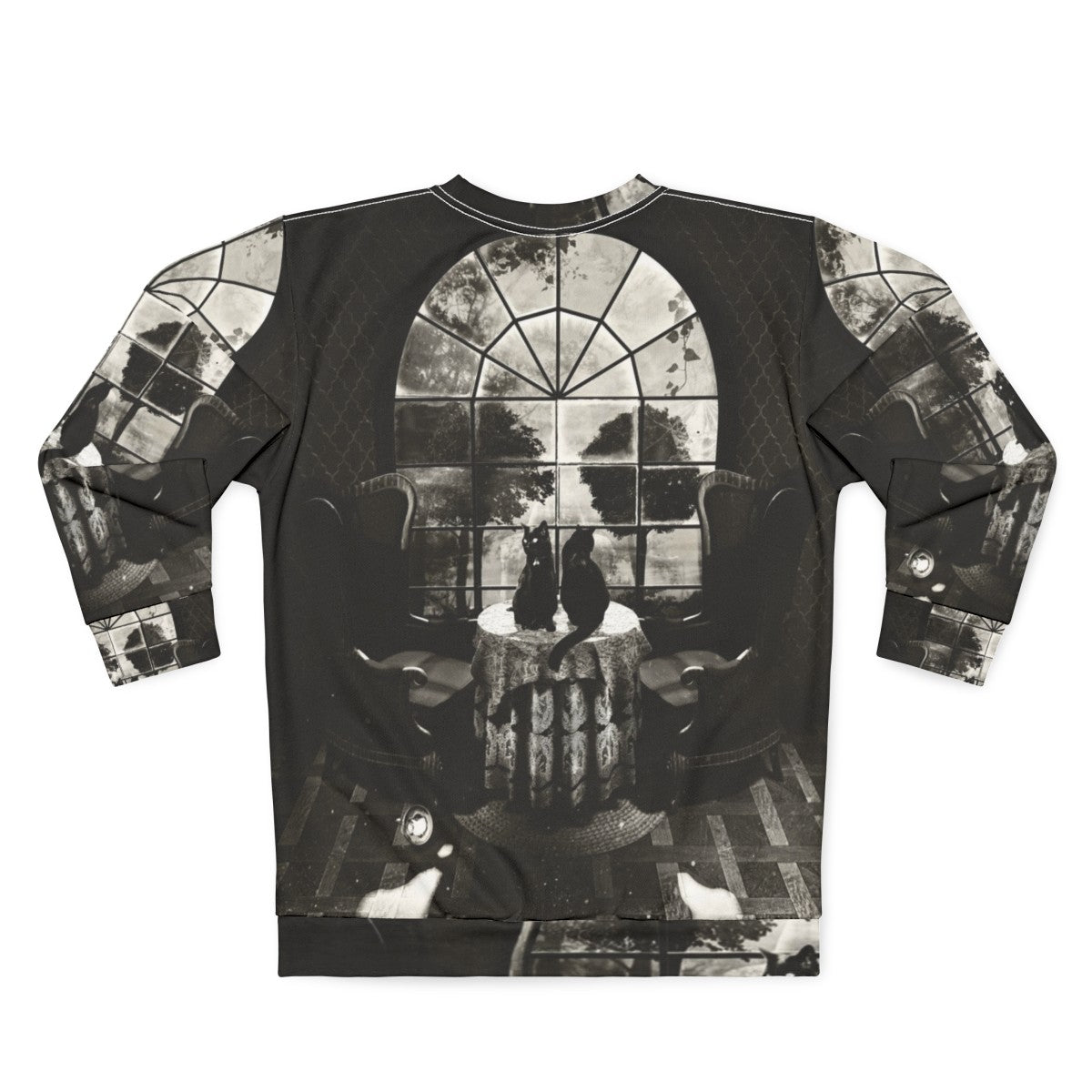 Room Skull Sweatshirt featuring a dark, gothic skull design - Back