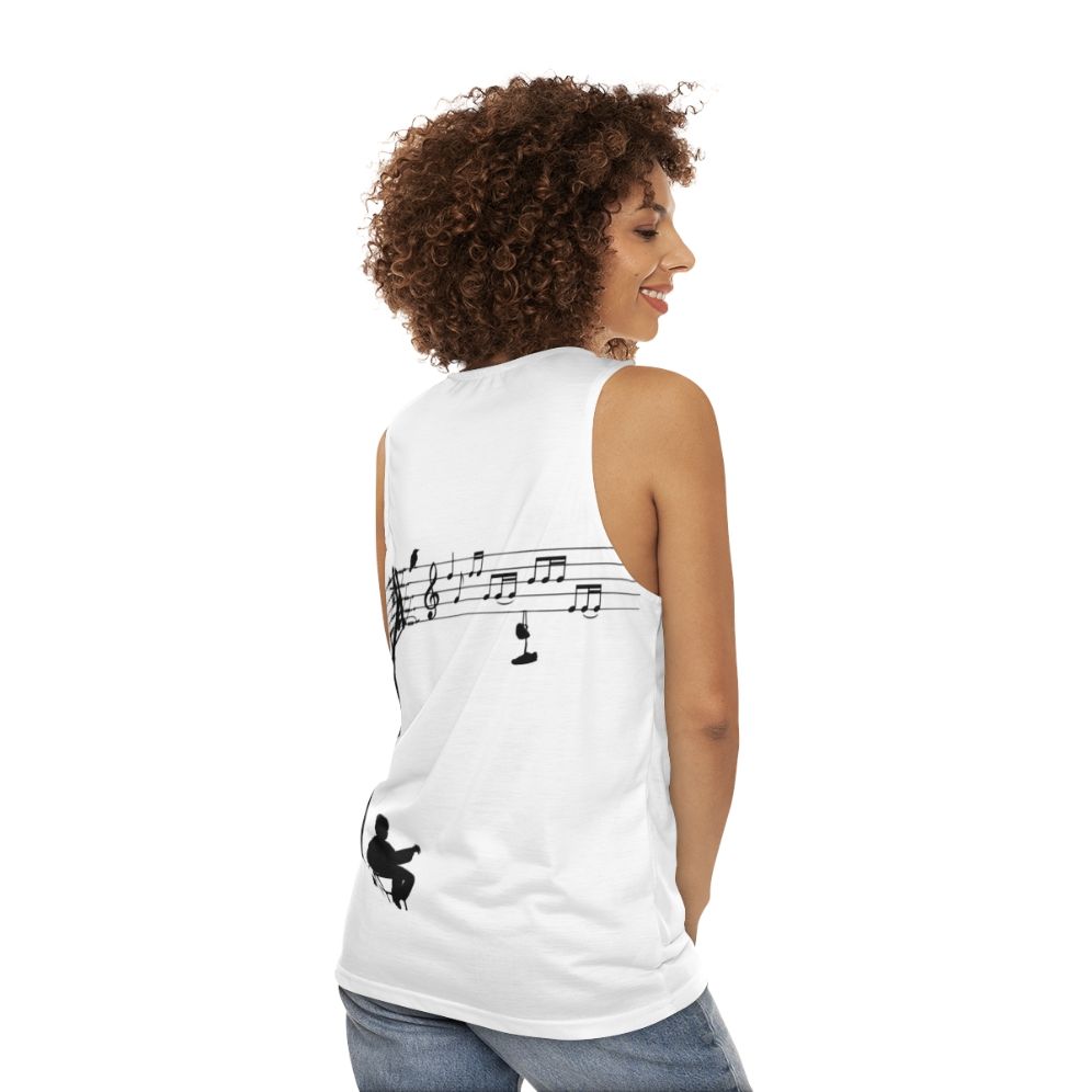 Retro unisex tank top with a funky music-inspired design - women back