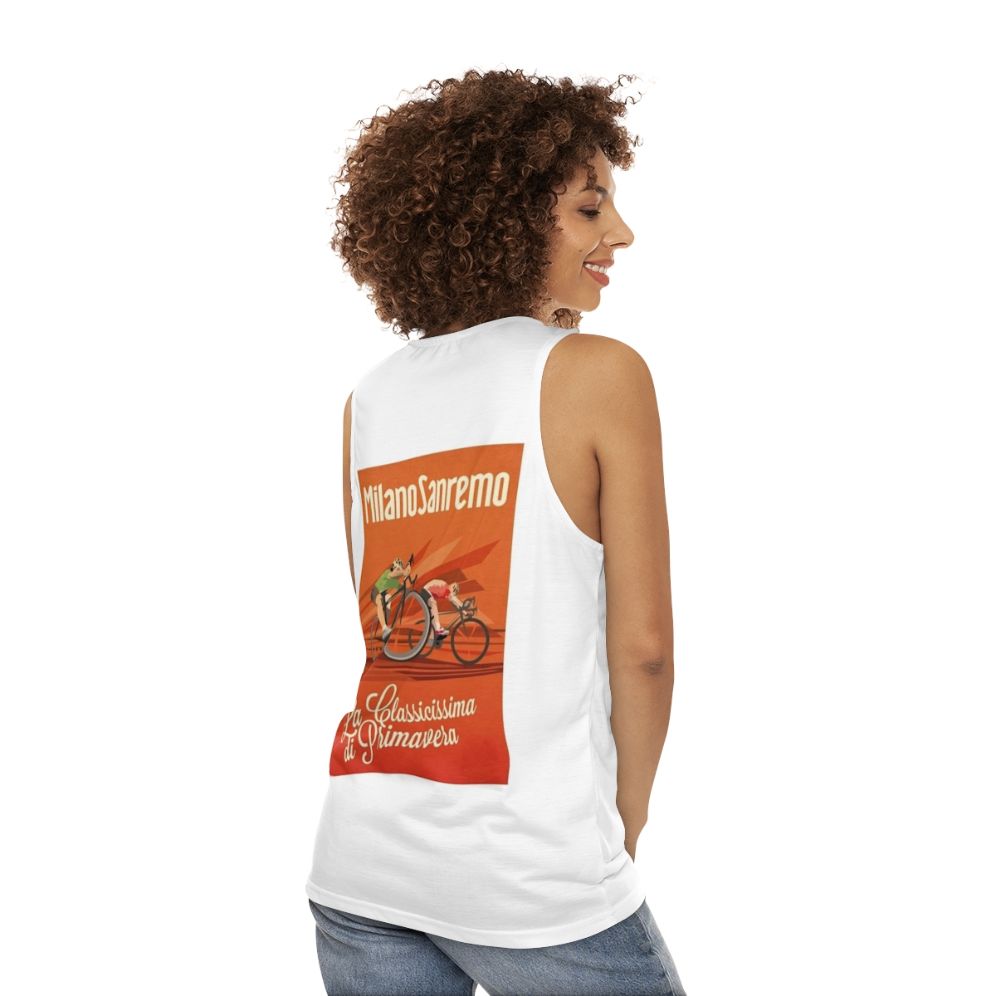 Retro Milan San Remo cycling unisex tank top - women back