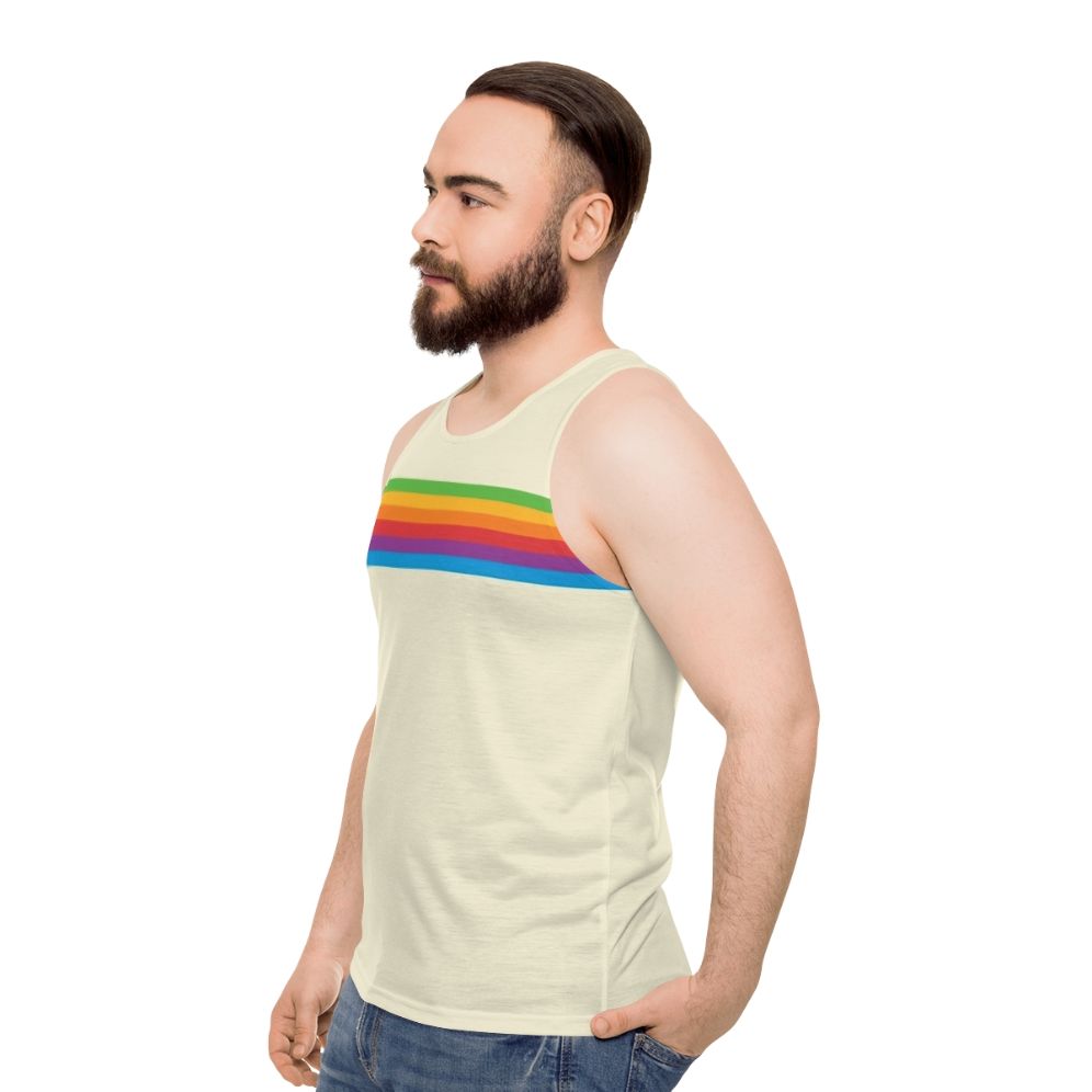 Retro Apple Rainbow Tank Top - Colorful, Vintage-Inspired Unisex Apparel - men side