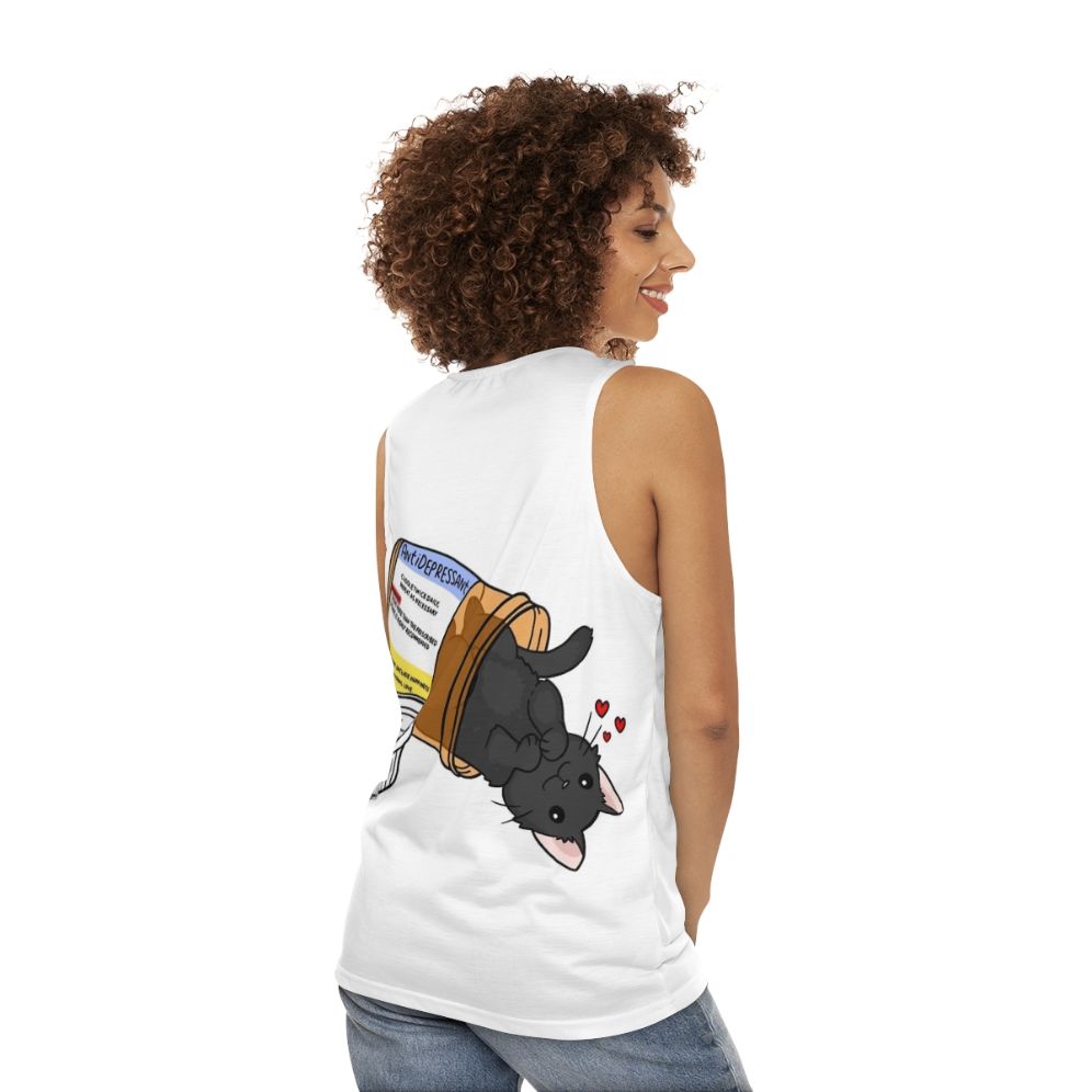 Cute Kitty Mental Health Medication Unisex Tank Top - women back