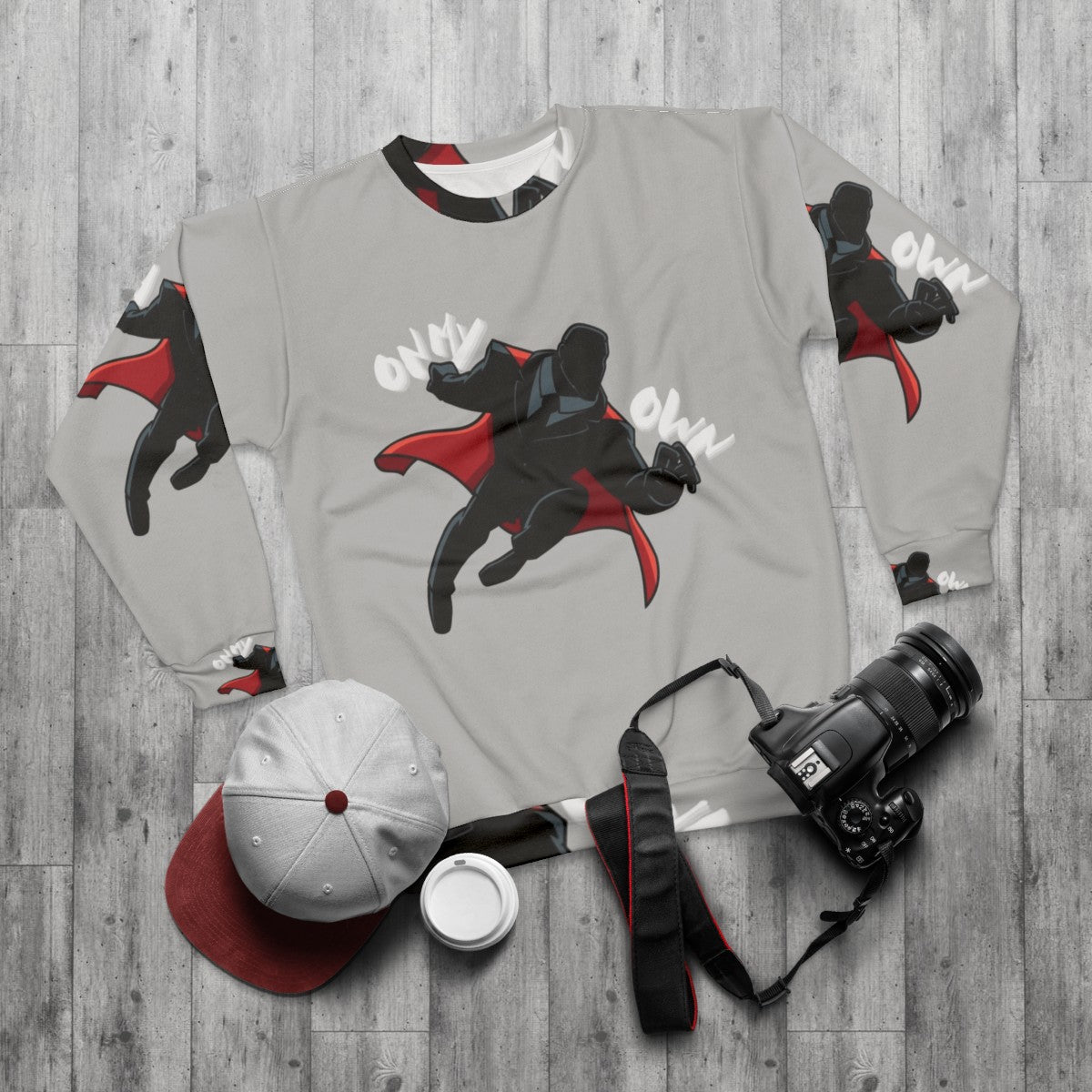 Y2K Superhero Graphic Sweatshirt - flat lay