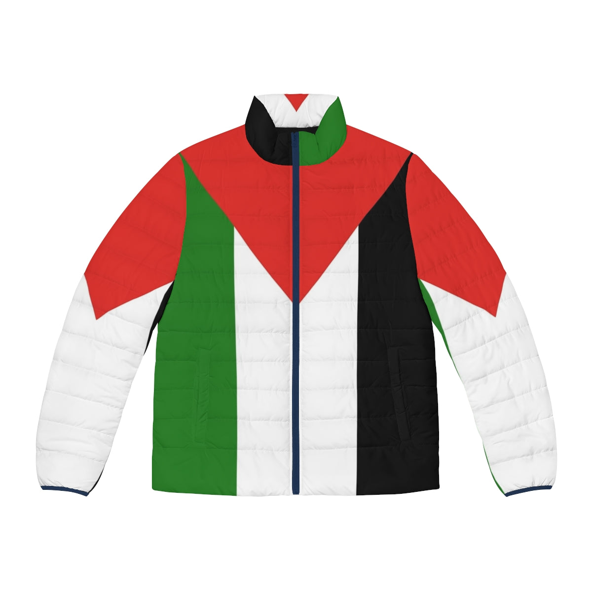 Horizontal Palestinian flag puffer jacket for solidarity and freedom