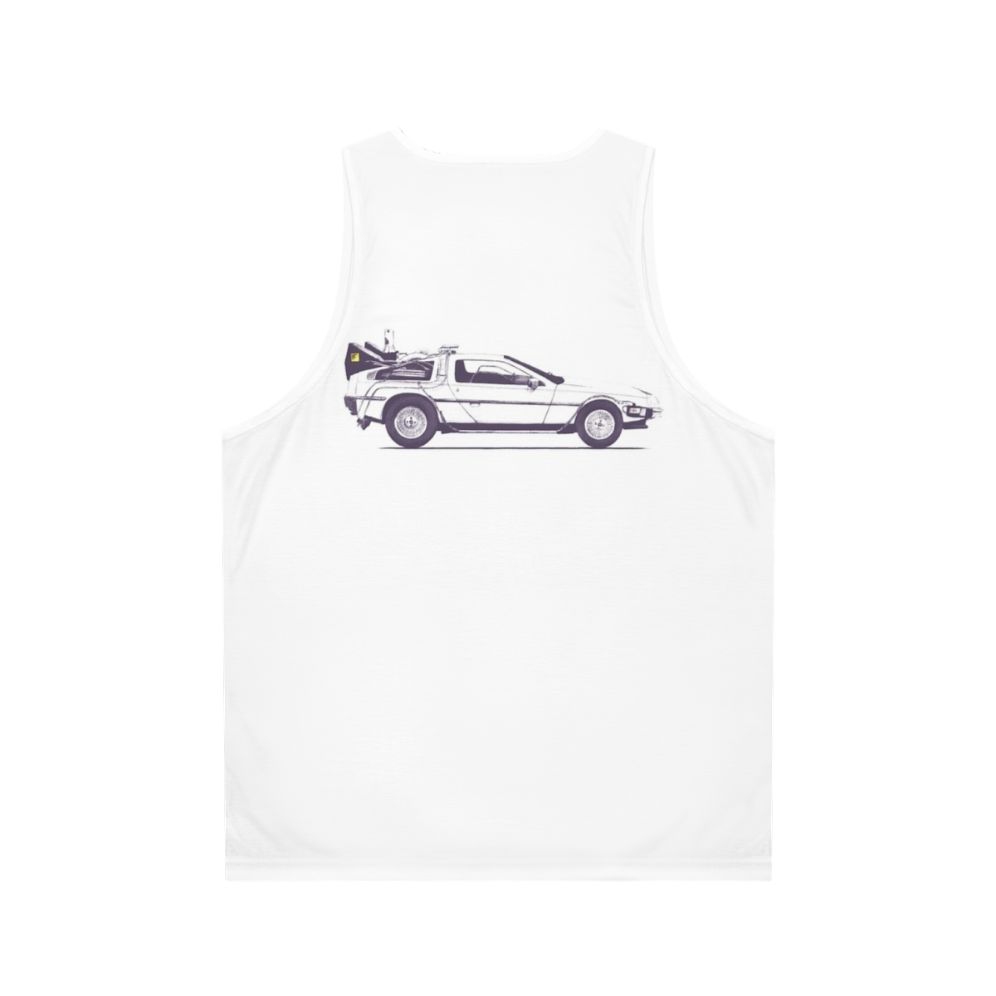 Delorean unisex tank top with retro movie design - Back