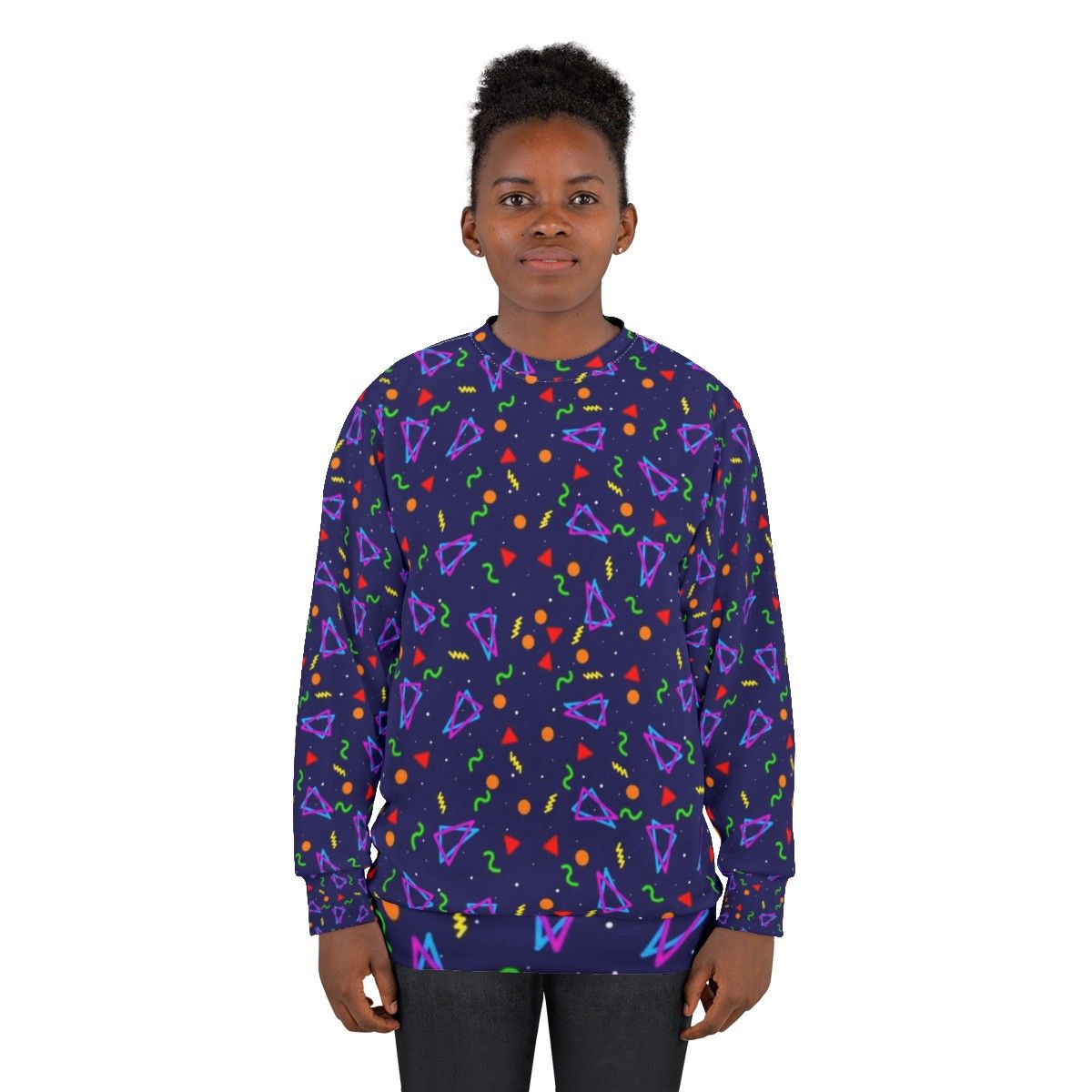 Retro arcade carpet pattern sweatshirt - women