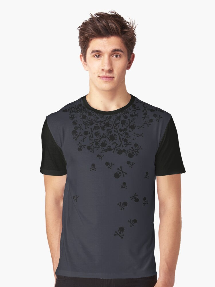 A skull-patterned graphic t-shirt featuring the character Noctis from the Final Fantasy XV video game. - Men