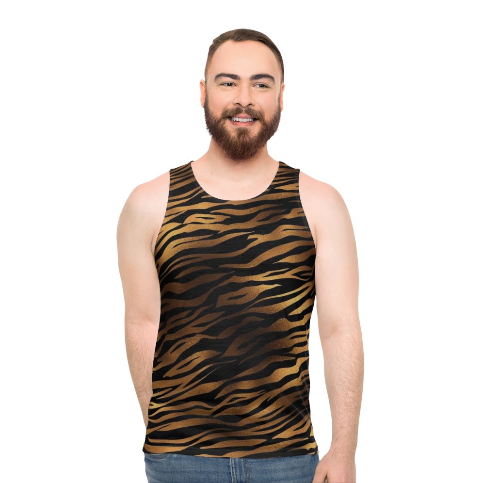 Tiger print unisex tank top - men